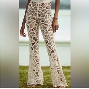ZARA Crochet Lace Pants in Cream